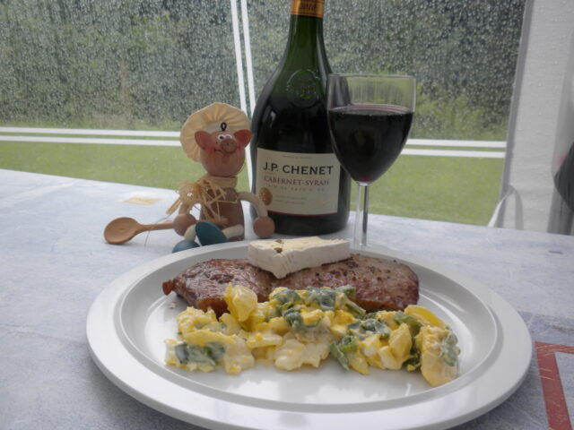 Vakantie : steak en aardappelsla
