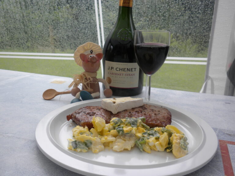 Vakantie : steak en aardappelsla