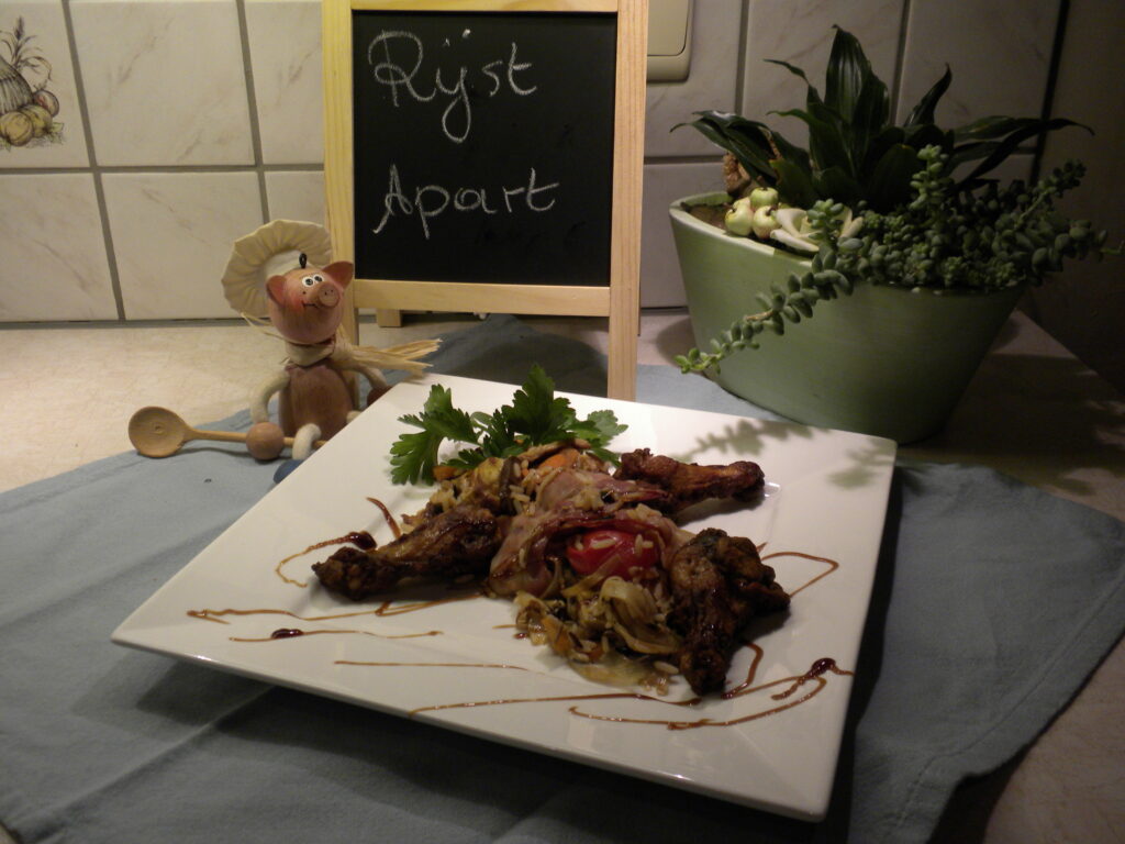 Rijst apart met lamskoteletjes