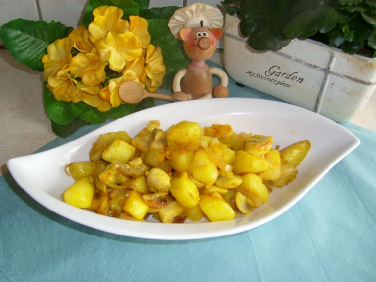 Aardappel met saffraan en champignons