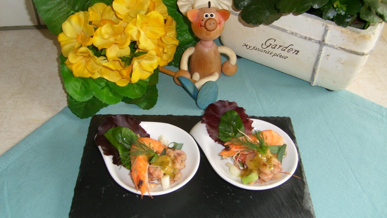 Hapje : garnalen met mosterd dille dressing
