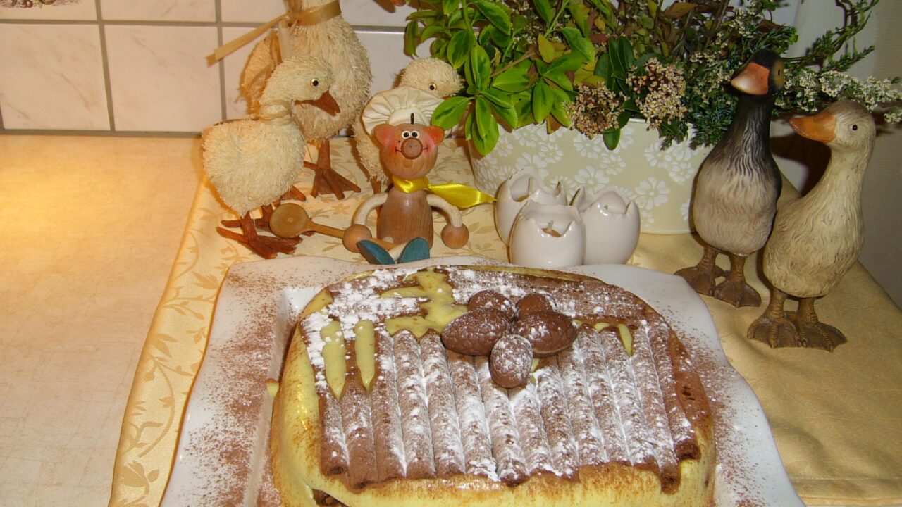 Vanille pudding met wafel-rolletjes met hazelnoot