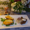 Aardappelzoet gevuld met puree en asperges
