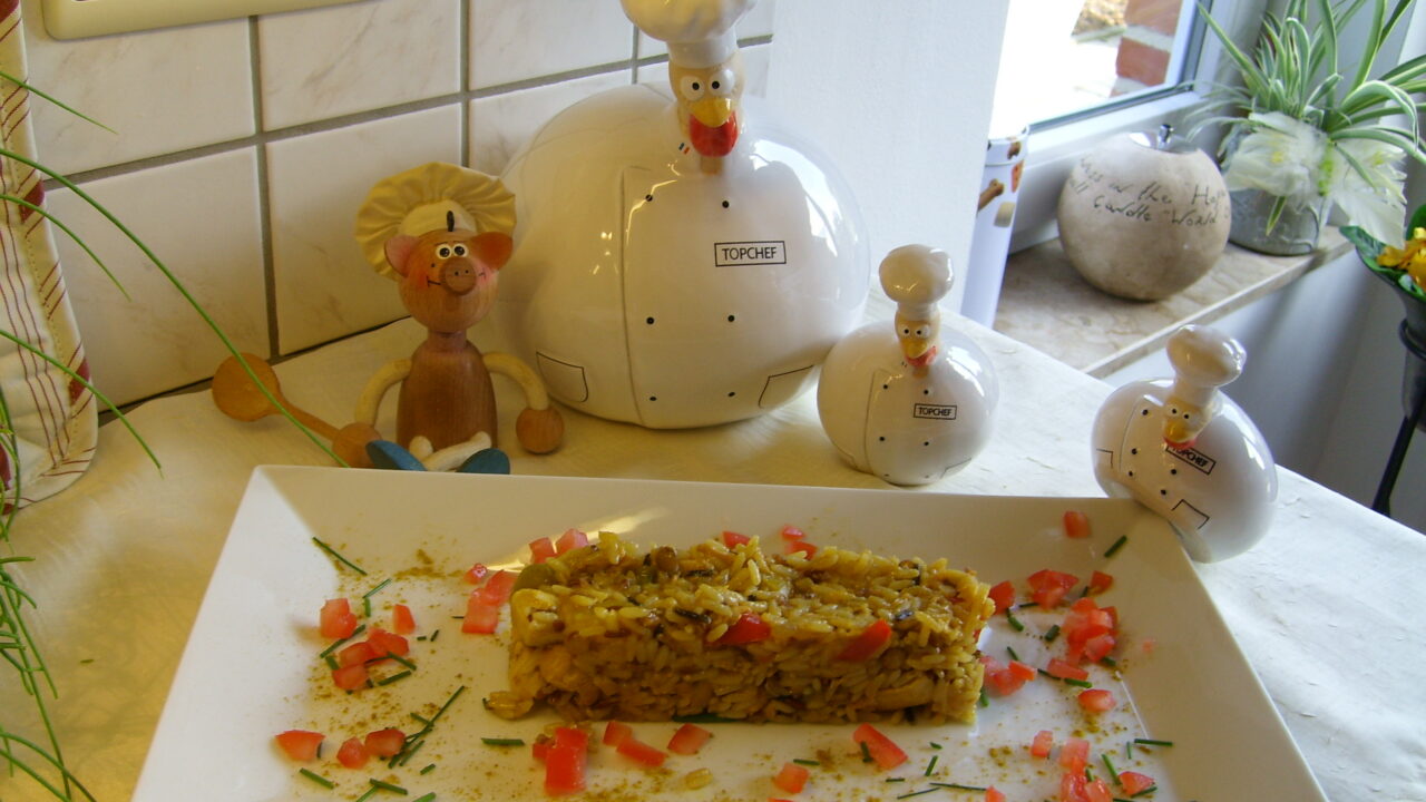 Rijstbordje met kip en groenten