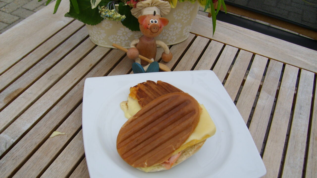 Croque sandwiches met gerookte zalm, kaas voor de lekkerbekken