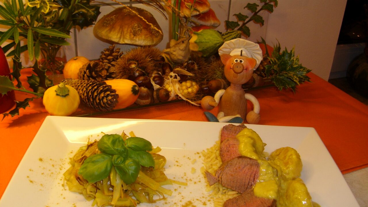 Herfstgerecht met zachte curry bereid