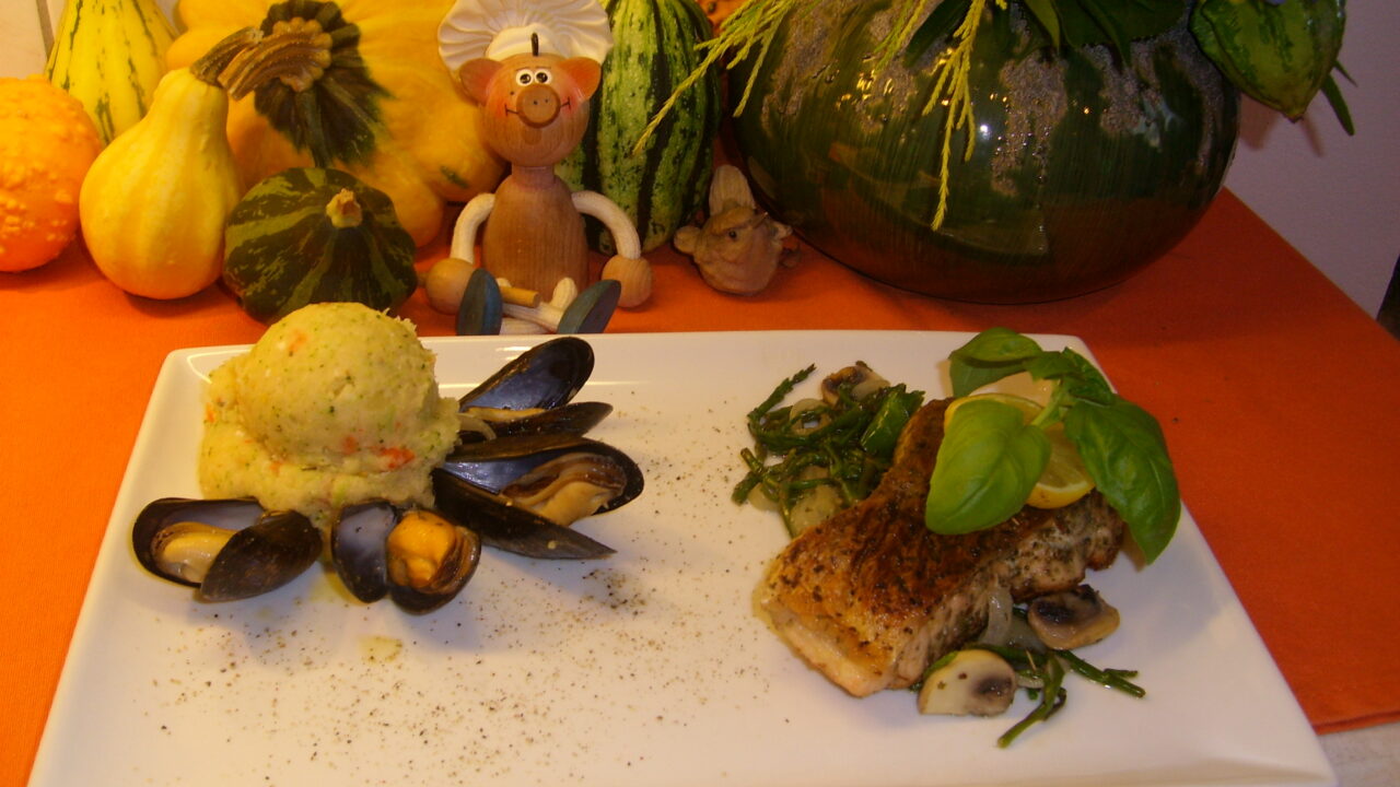 Zalm met zeegroenten en cruditeiten