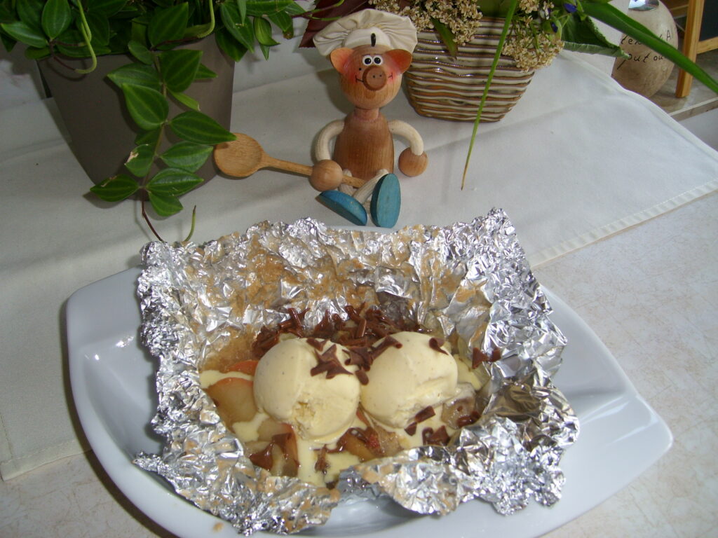 Dessert: coconut verwend appel en banaan