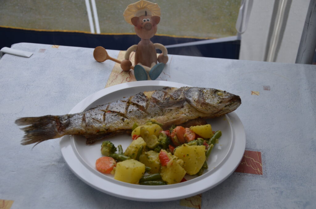 Vakantie: visje loupe de mer op een druillige avond