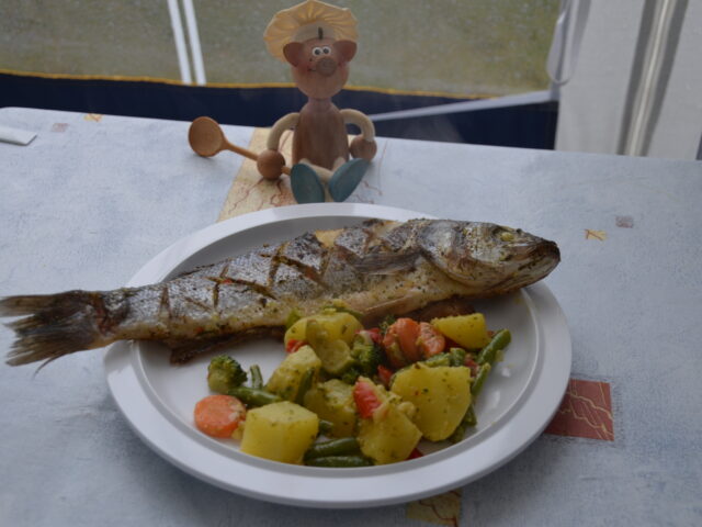 Vakantie: visje loupe de mer op een druillige avond