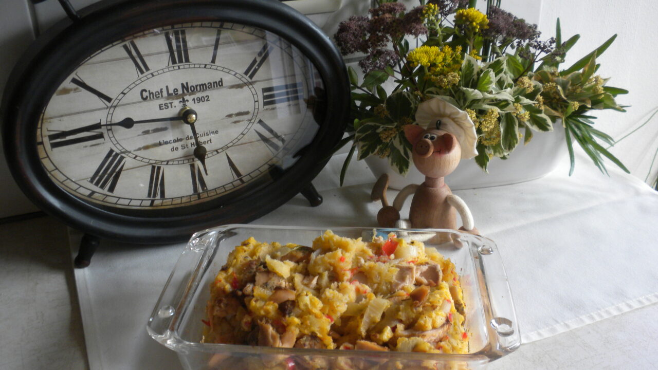 Aardappel-vis-groenten puree