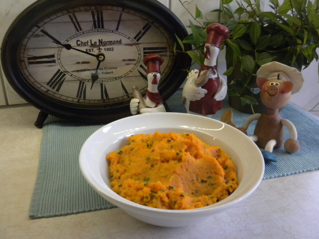 Aardappelpuree zoet en pittig gekruid