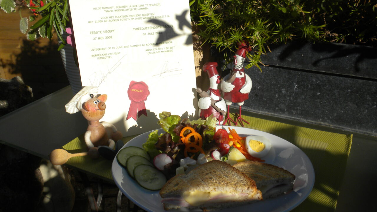 Croque beenham met camembert en zijn garnituren