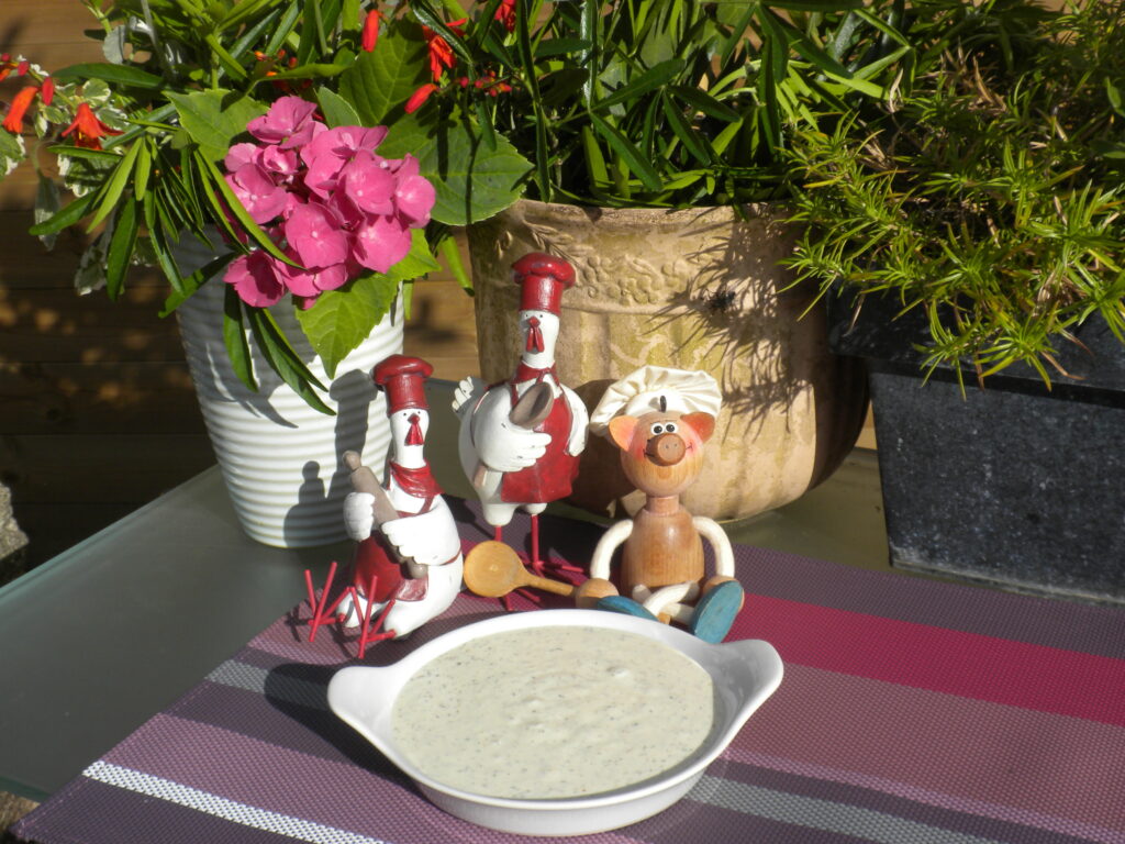 Sausje: limoncello met zure room goed gekruid