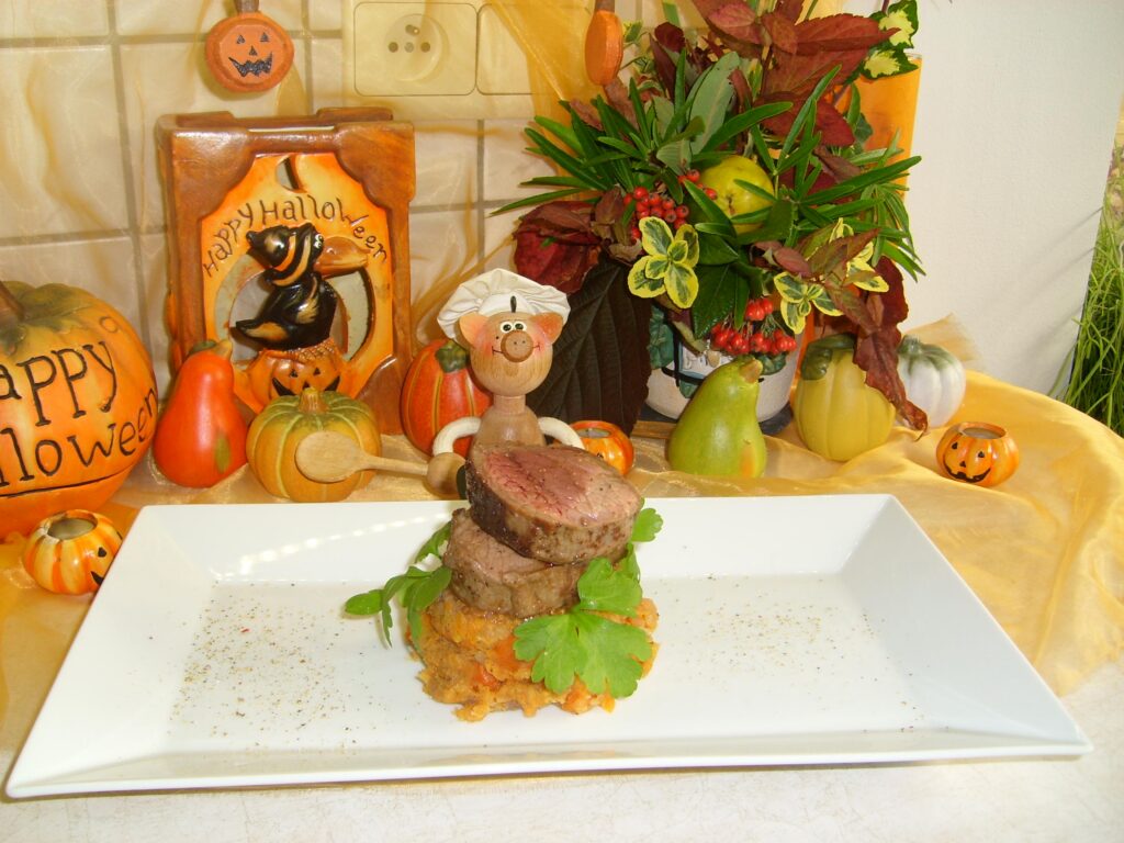Dagschotel: tournedos van hinde op een bedje van groentenpuree