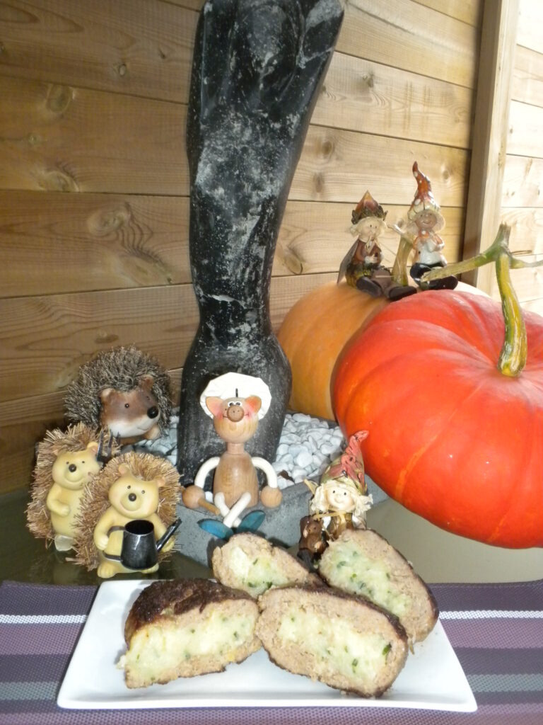 Gehaktbrood gevuld met puree