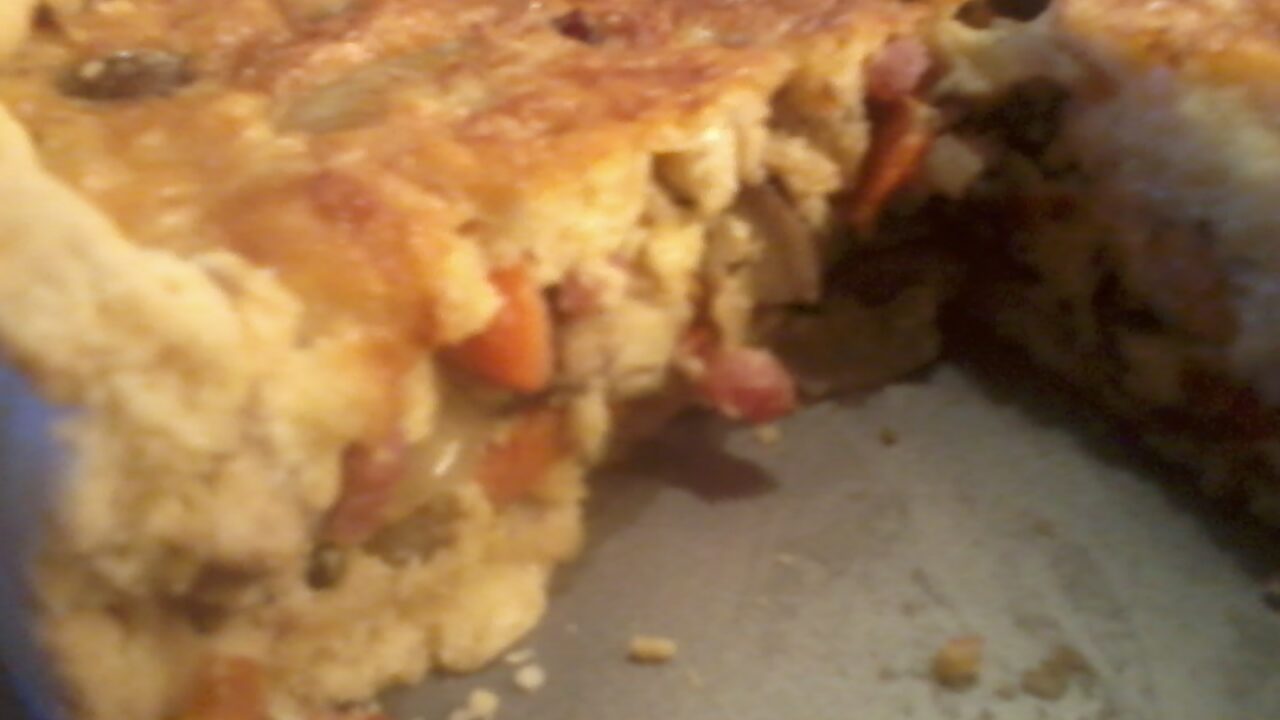 Quiche met ui, spekjes en kastanjechampignons