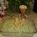 Aardappelpuree in het groen met schorseneren