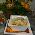 Macaroni met spek en herfstgroenten