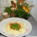 Dagschotel: pasta met kalkoenblokjes in een pittig tomatensausje