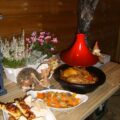 Tajine parelhoen rijkelijk gevuld