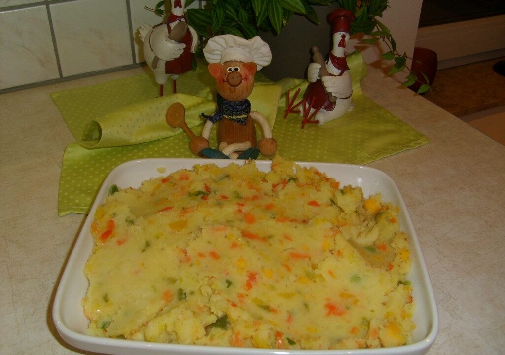 Aardappelpuree met frisse groenten
