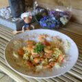 Pasta met scampi’s en zijn garnituren