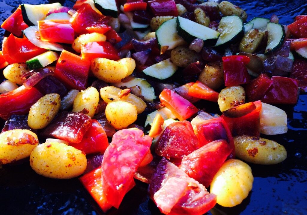 Salami met groenten uit de Skottelbraai