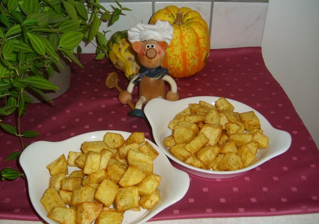 Aardappelen met viskruiden gewoon in de frietketel gebakken