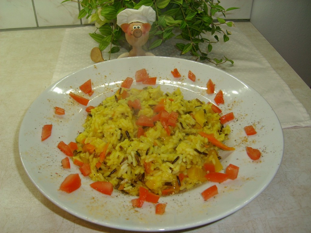 Rijst met aparte ingrediënten
