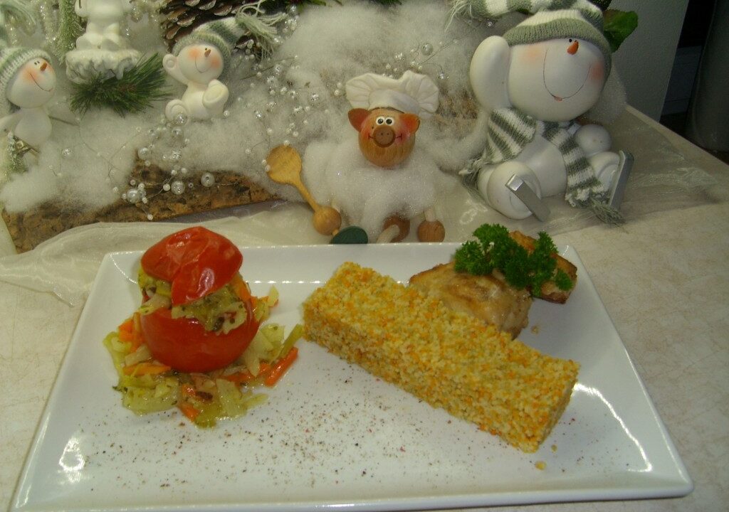 Dagschotel: gevulde tomaat met couscous en kabeljauw