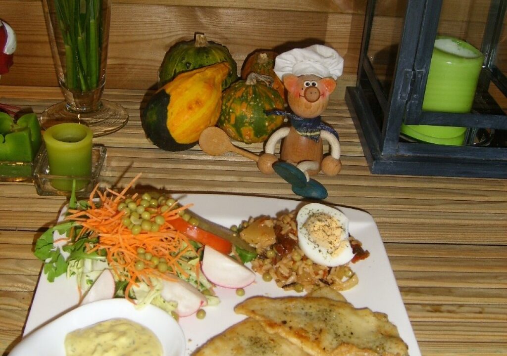 Dagschotel: tarbot met een frisse salade en koude wilde rijst met zijn garnituren