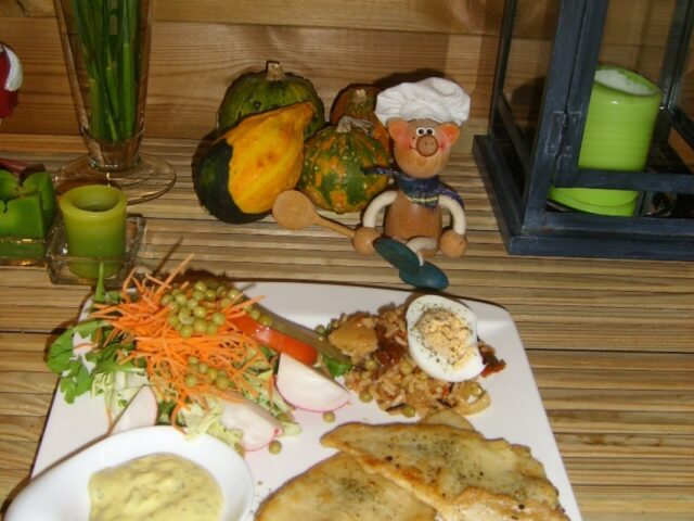 Dagschotel: tarbot met een frisse salade en koude wilde rijst met zijn garnituren