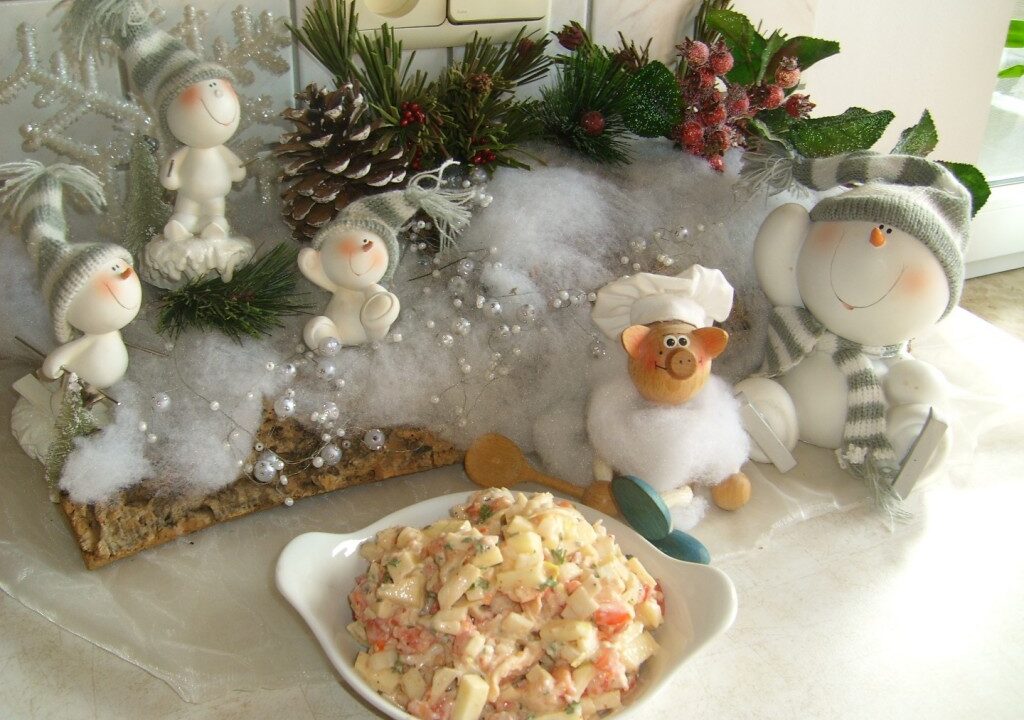 Salade van rivierkreeftjes met appel, witloof met Philadelphia kaas