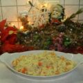Aardappelpuree met groenten en hespenblokjes