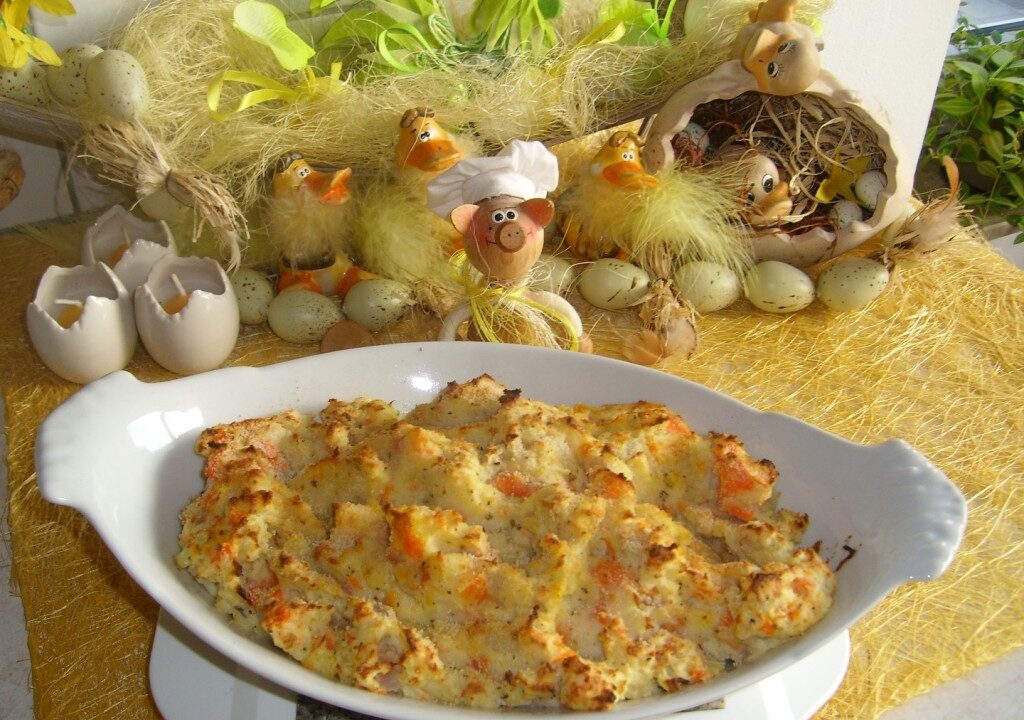 Aardappelpuree voor pasen onder de grill