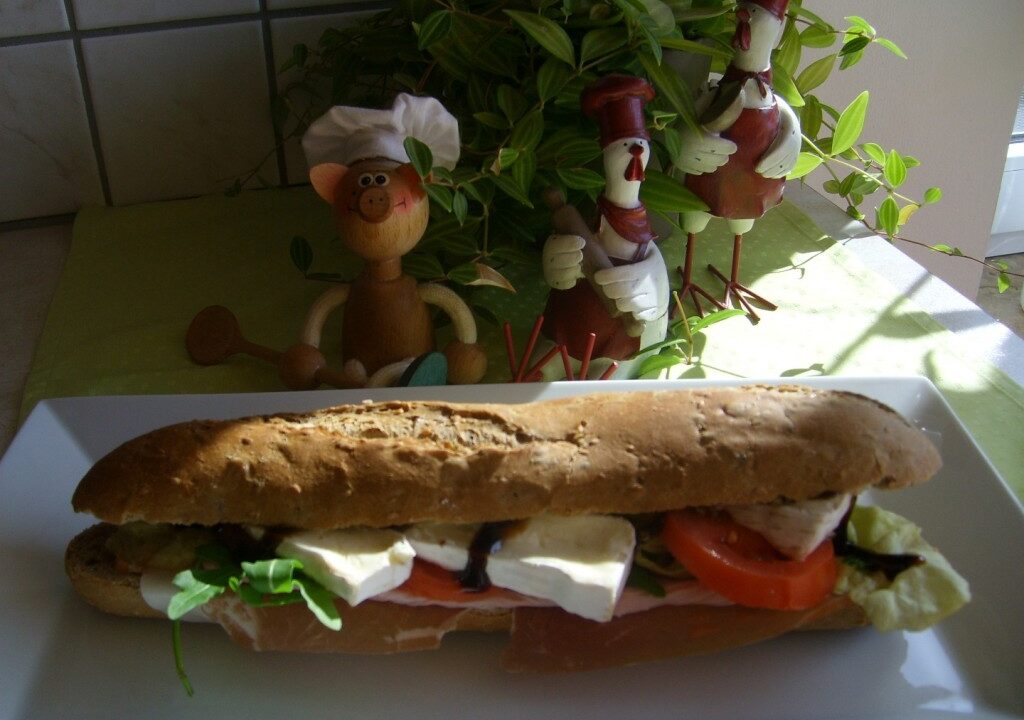 Brood: meergranen-baguette gevuld met heerlijkheden