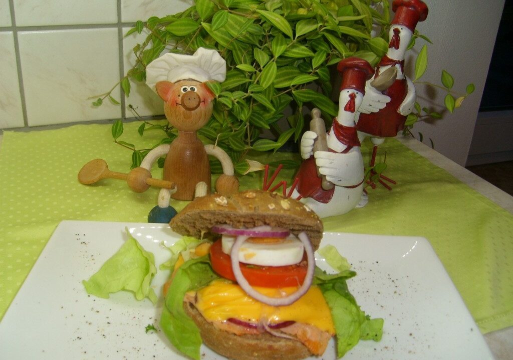 Brood: meergranen pistolet met gerookte zalm onder de grill
