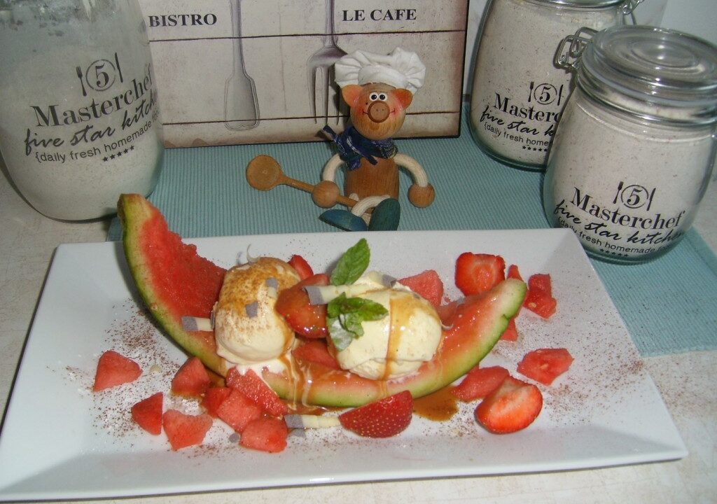 Dessert: gevulde watermeloen
