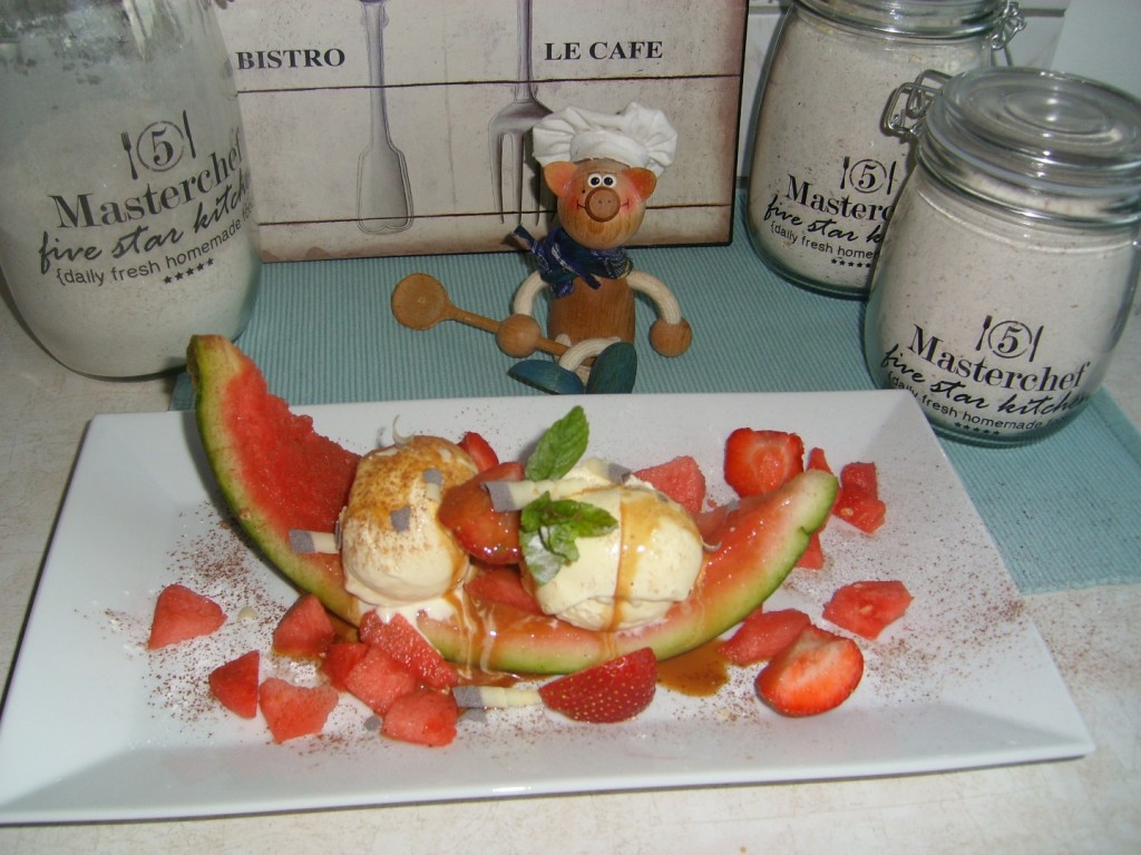 Dessert: gevulde watermeloen