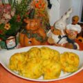 Aardappelpuree Halloween met erwtjes