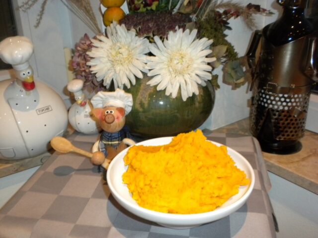 Aardappelpuree met pompoen