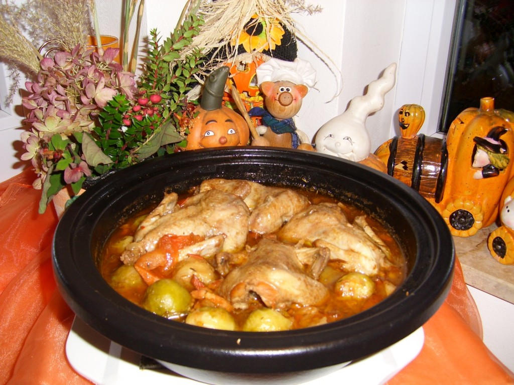 Tajine heerlijk gevuld met herfstgroenten en kwarteltjes
