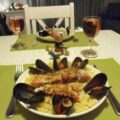 Vakantie pasta met zalm en mosselen