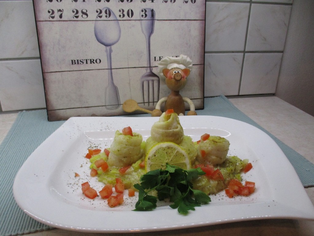 Dagschotel: zeetongrolletjes op een bedje van prei met aardappelpuree