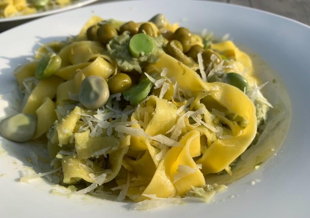 Pasta met tuinbonen