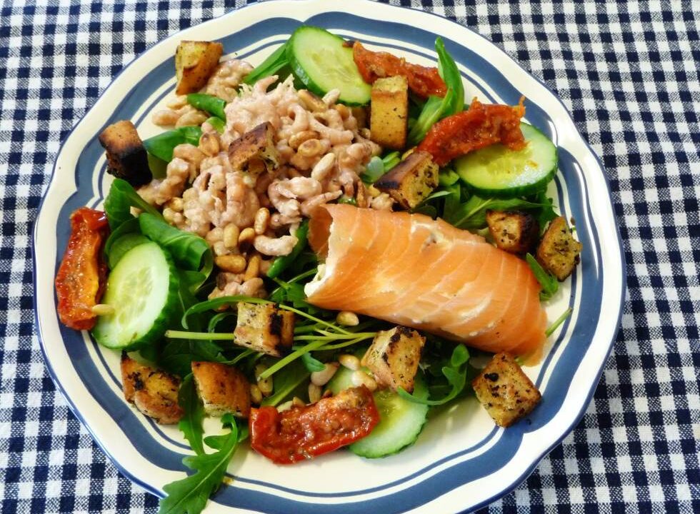 Gevulde, gerookte zalm & Hollandse garnalen