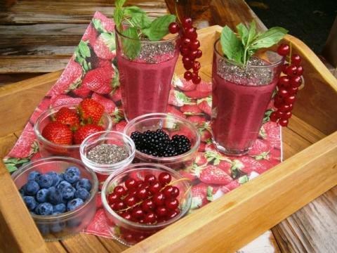 Smoothie met bosvruchten en Chia zaad