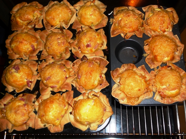 Mini quiches met ham en zalm