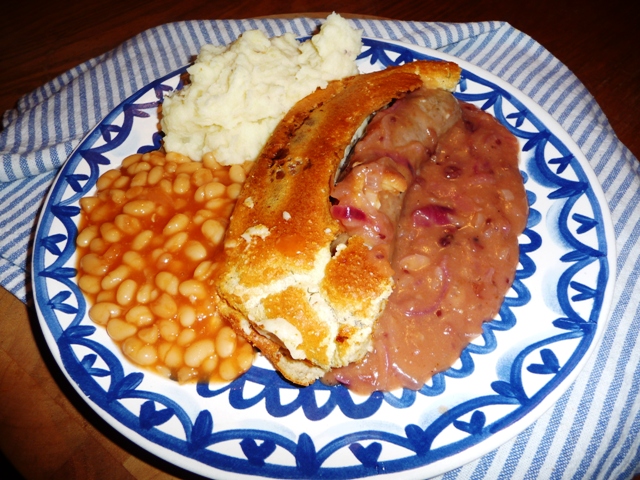 Britse “Toad in the hole” (Pad in het gat)